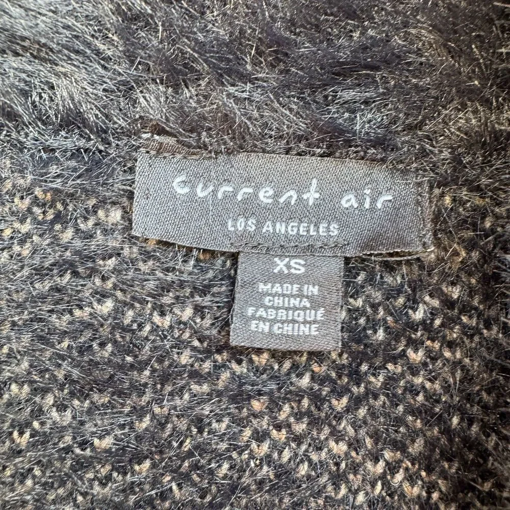 Anthropologie Current Air Cardigan Sweater Womens Size XS Brown Black Wool